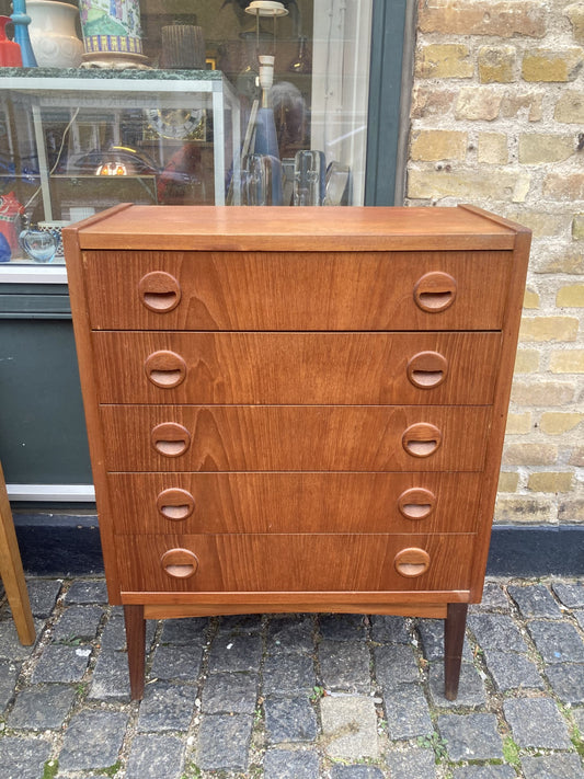 Flo Teak kommode med 5 skuffer - nr. 01120