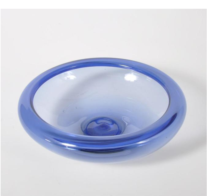 Large Blue Glass Fruit Bowl By Per Lütken for Holmegaard, Denmark 1970s