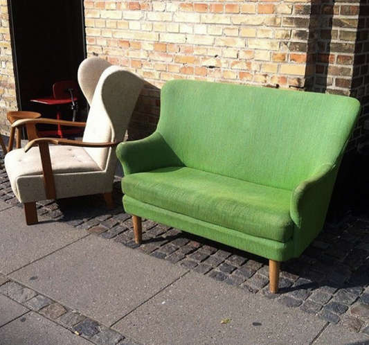 Beautiful over-upholstered vintage sofa - no. 01118