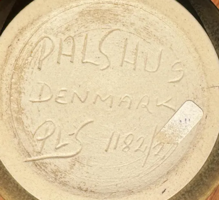 Palshus Moss Green Haresfur Vase Danish Stoneware, 1960s