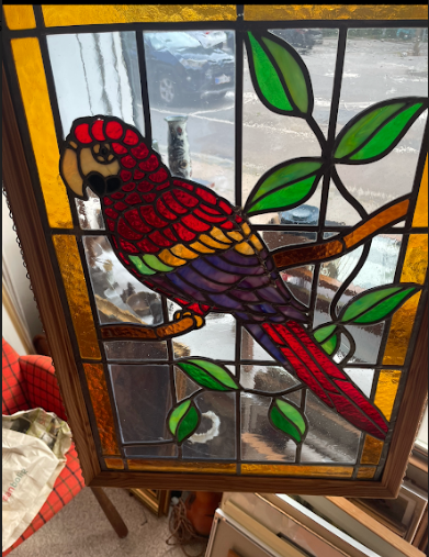 Beautiful leaded pane with a parrot - no. 09016