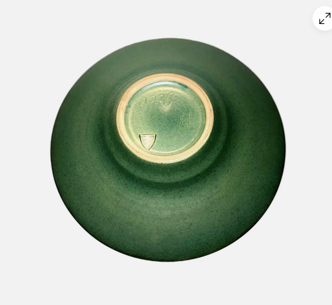 マイケル・アンダーセン作 緑色の陶器製アールデコ調プレート – デンマーク、1940年代