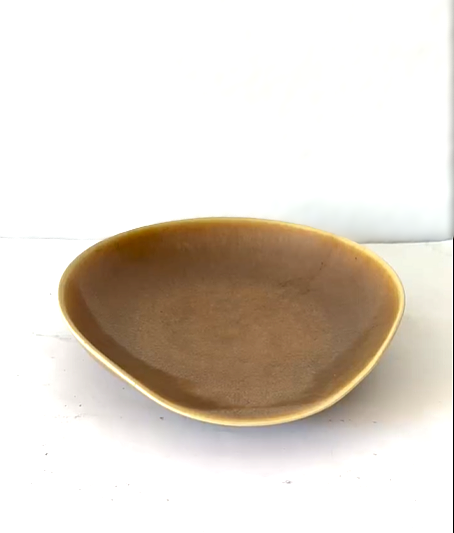 Large Palshus Hare Fur Glazed Dish, Denmark 1960s