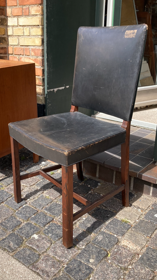 Elegant master carpenter's chair in rosewood and leather - vintage classic - no. 8454574