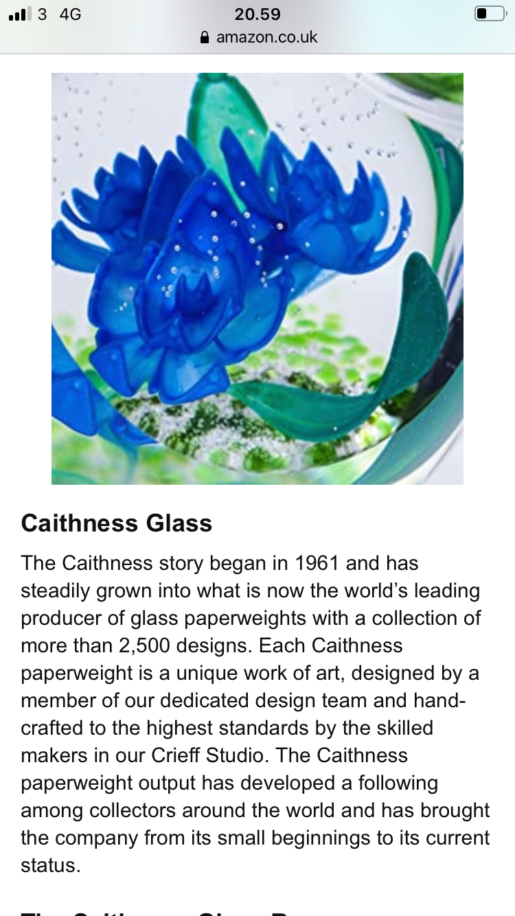 Super fine letter weight from Caithness glass, Scotland