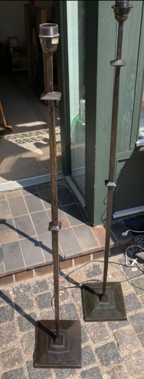 Lighting, 2 French solid bronze floor lamps