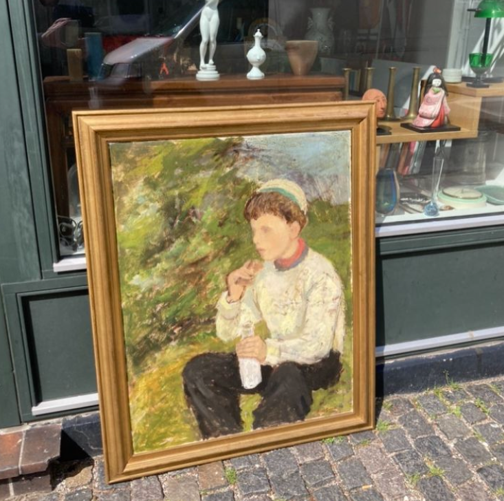 ヘルディス・ジェラルディによるパネル上の油絵、1916年から1991年、タイトル「屋外での昼食」