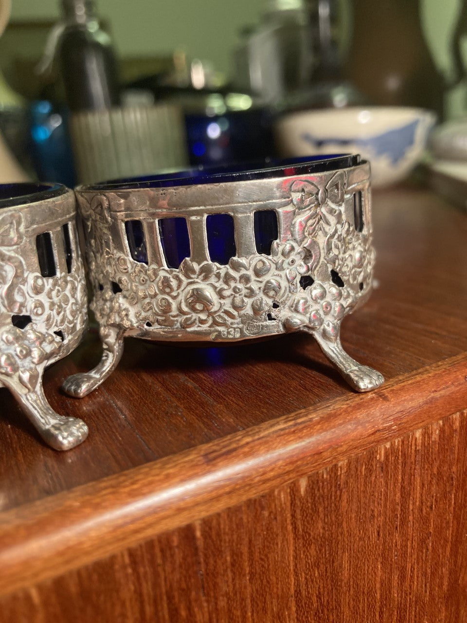 2 silver salt shakers stamped 830s